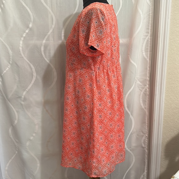 Speechless Brand, Orange Floral Print, Short Sleeve, Fully Lined Dress, Size L - Picture 3 of 6
